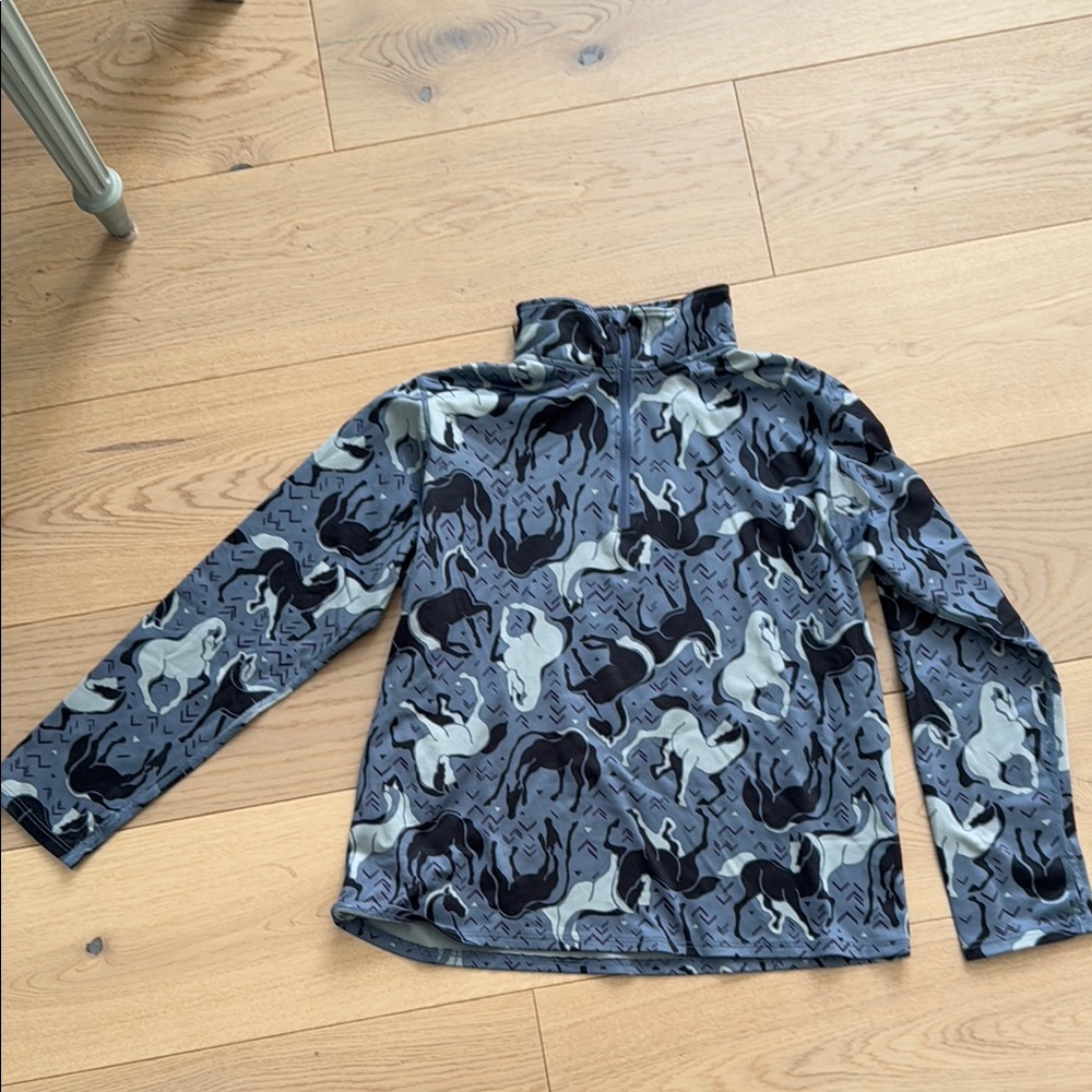 Kids Grey Horse Print Long Sleeve Shirt